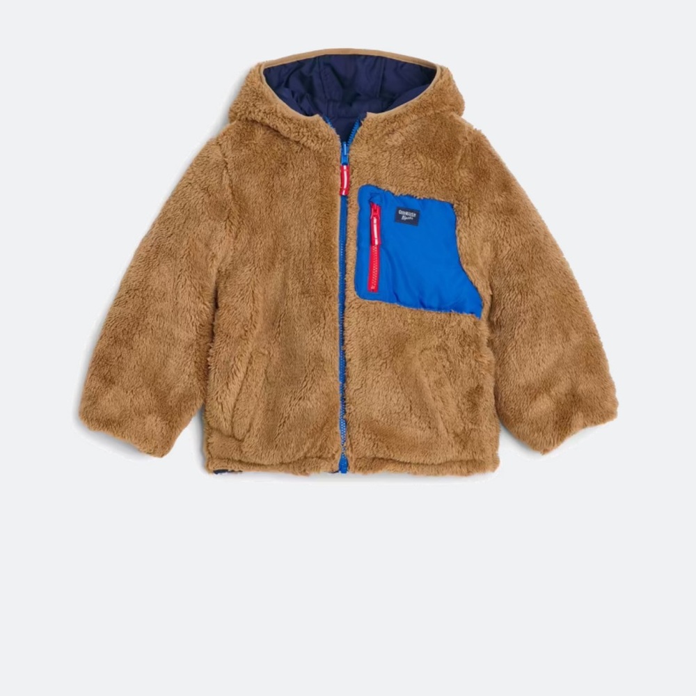 OshKosh B'gosh Brown Fleece Jacket with Blue and Red Details